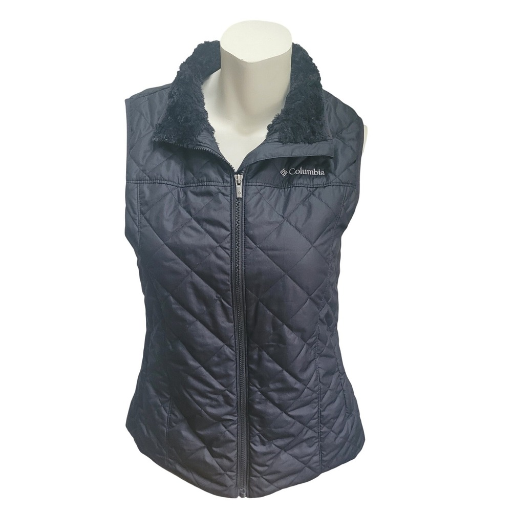 Columbia Black Quilted Fleece-Lined Vest